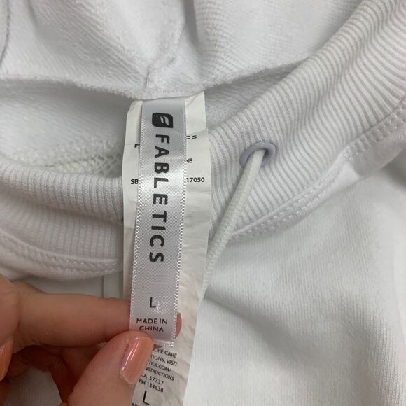 Fabletics Hoodie Womens L Large White Mesh Panel Terry Sudadera Sirena Pullover - Picture 11 of 15